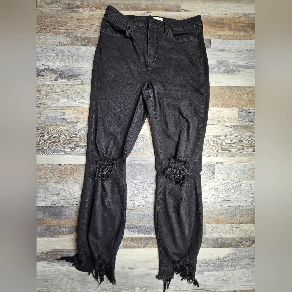 L'agence High Line Skinny Onyx Destruct Women's 29 Raw Hem Distressed Knee Black - Picture 2 of 10